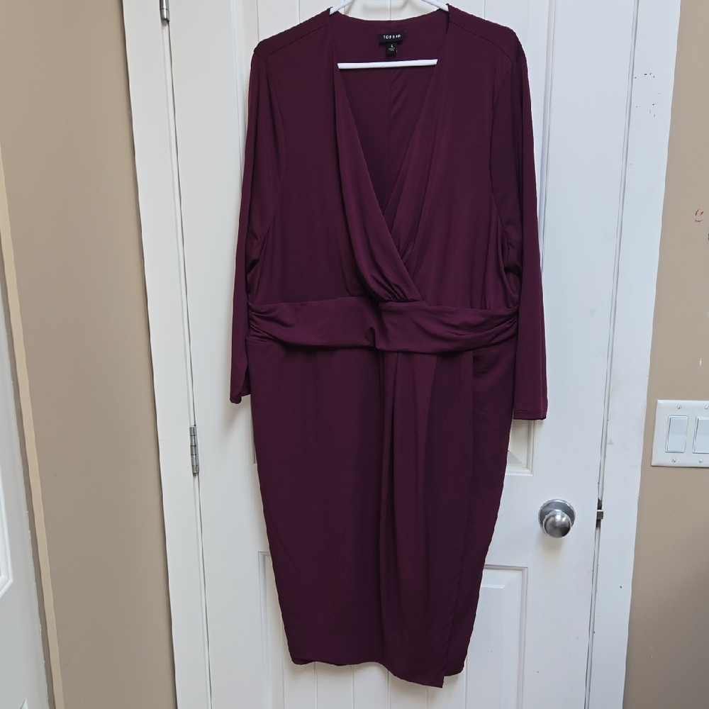 Torrid Plus Size Women's Deep Purple Magenta Long Sleeve Dress Classic Look - Picture 2 of 9